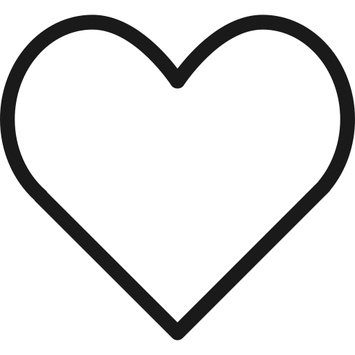 Black heart outline on a white background