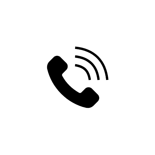 Black phone icon with sound waves on a white background