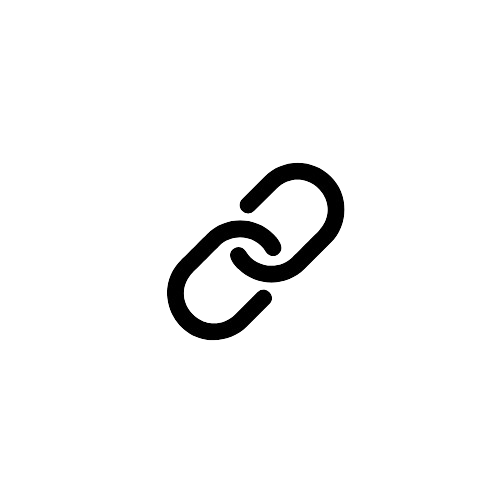 Black chain link symbol on a white background